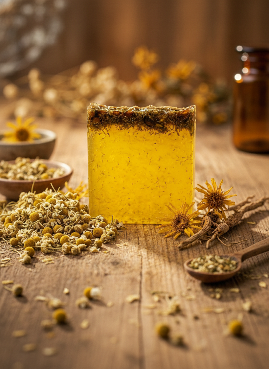 Jabón Artesanal Manzanilla Árnica Mamushka